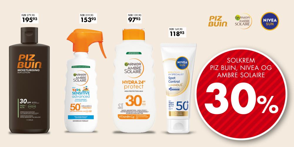 Solkrem tilbud -30%