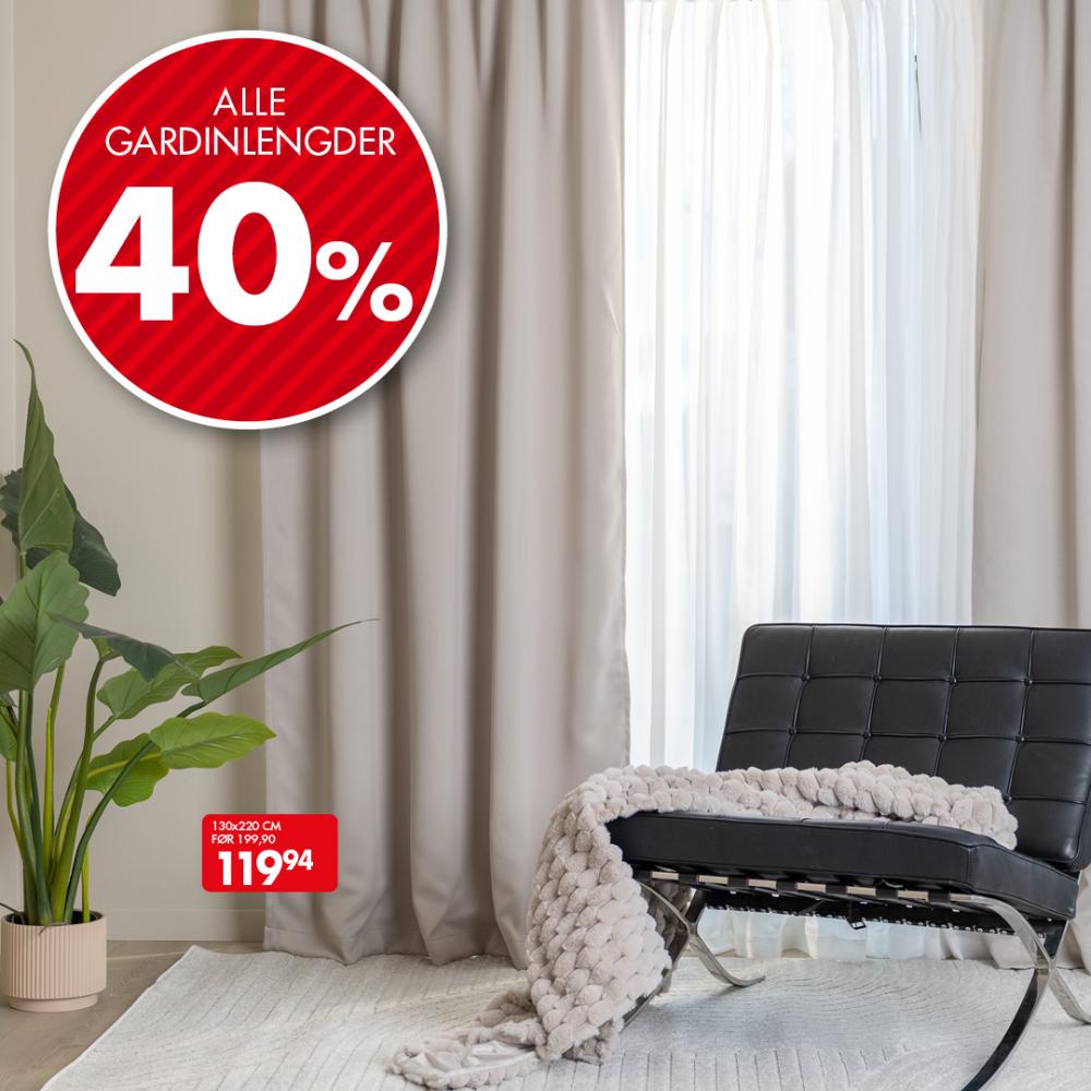 Alle gardinlengder -40%