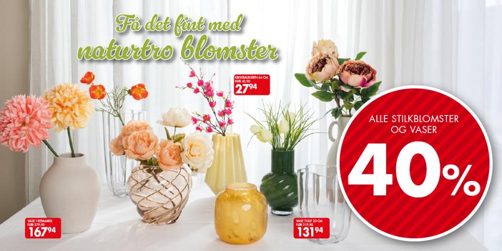 Stilkblomster og vaser -40%