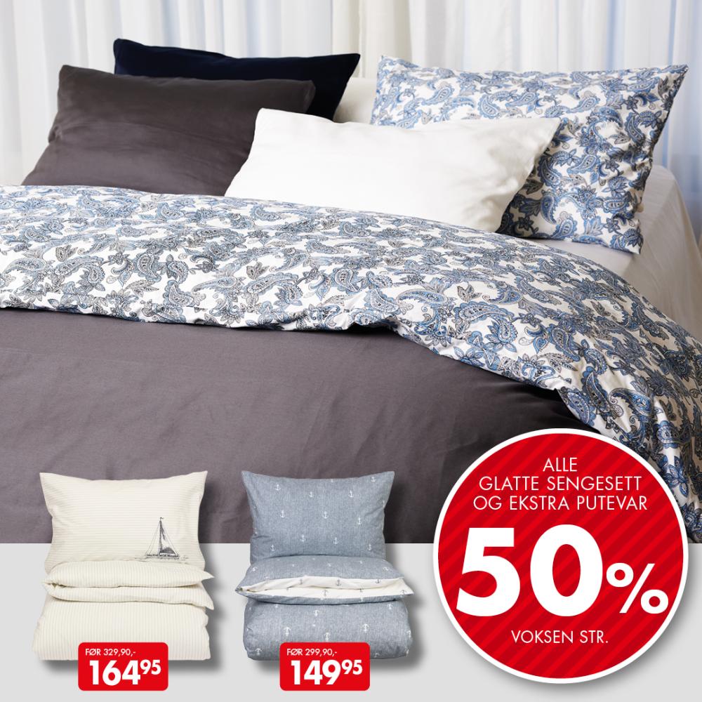 Alle glatte sengesett -50%