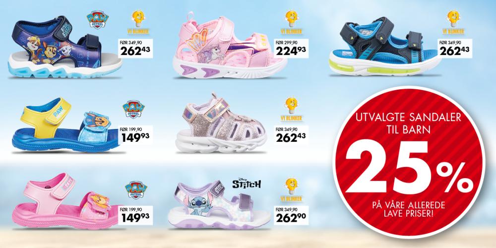 Utvalgte sandaler til barn -25%