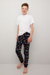 Pyjamasbukse i deilig børstet fleece marine