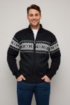 Denim & Casual Matthew Strikkejakke med fleecefòr blå