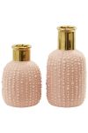 Vase med gullkant rosa