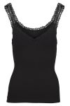 Basic singlet med blondekant sort