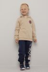 Hettegenser med flockprint Beige
