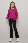 Ribbestrikket genser cropped Mira Fuksia