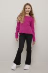 Ribbestrikket genser cropped Mira Fuksia