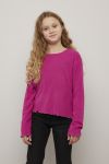 Ribbestrikket genser cropped Mira Fuksia