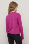 Ribbestrikket genser cropped Mira Fuksia