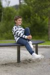Genser med striper og zip Offwhite