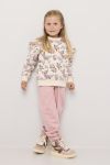 Genser blomstret med volang Beige-lilla