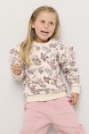 Genser blomstret med volang Beige-lilla