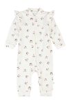 Pyjamas med søtt mønster og volang på skulder Offwhite
