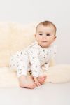 Pyjamas med søtt mønster og volang på skulder Offwhite