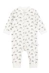 Pyjamas med søtt mønster og volang på skulder Offwhite
