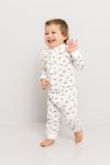 Pyjamas med søtt mønster og volang på skulder Offwhite