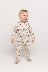 Ribbestrikket genser med dyremotiv Beige