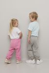 Kids World joggebukse med elastisk linning og snøring. gråmelert