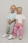 Kids World joggebukse med elastisk linning og snøring. gråmelert