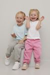 Kids World joggebukse med elastisk linning og snøring. gråmelert