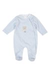 Baby World velourdress med søt bamseapplikasjon og trykknapplukning lyseblå