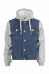 Teen Club jeans jakke med hette og erm i sweat kvalitet marine
