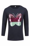 Kids Clothing topp langermet m reversible sommerfugl paljett motiv marine