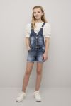Teen Club jeans seleshorts med knapper i front. Justerbare seler blå