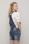 Teen Club jeans seleshorts med knapper i front. Justerbare seler blå