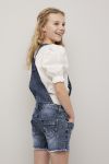 Teen Club jeans seleshorts med knapper i front. Justerbare seler blå