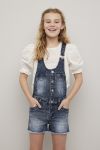 Teen Club jeans seleshorts med knapper i front. Justerbare seler blå