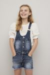 Teen Club jeans seleshorts med knapper i front. Justerbare seler blå