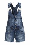Teen Club jeans seleshorts med knapper i front. Justerbare seler blå