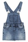 Kids World jeans seleskjørt i klassisk modell. Justerbare seler blå