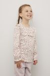 Kids Clothing Aurora topp med rysjekant lyserosa.