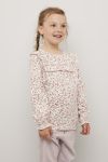 Kids Clothing Aurora topp med rysjekant lyserosa.