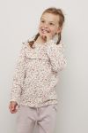 Kids Clothing Aurora topp med rysjekant lyserosa.