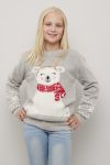 Christmas Cozy polarbear genser til barn gråmelert.