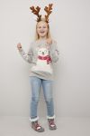 Christmas Cozy polarbear genser til barn gråmelert.