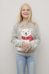 Christmas Cozy polarbear genser til barn gråmelert.