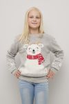 Christmas Cozy polarbear genser til barn gråmelert.
