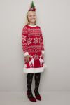 Christmas Snøfnugg kjole med lue til barn rød-hvit.