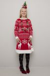 Christmas Snøfnugg kjole med lue til barn rød-hvit.