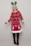 Christmas Snøfnugg kjole med lue til barn rød-hvit.