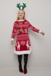 Christmas Snøfnugg kjole med lue til barn rød-hvit.