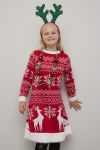 Christmas Snøfnugg kjole med lue til barn rød-hvit.