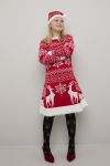 Christmas Snøfnugg kjole med lue til barn rød-hvit.
