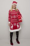 Christmas Snøfnugg kjole med lue til barn rød-hvit.