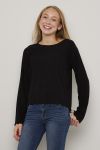 Ribbestrikket genser cropped Mira Sort.